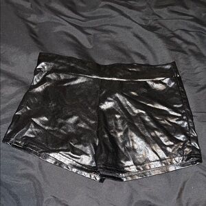 Women's Black Faux Leather Shorts